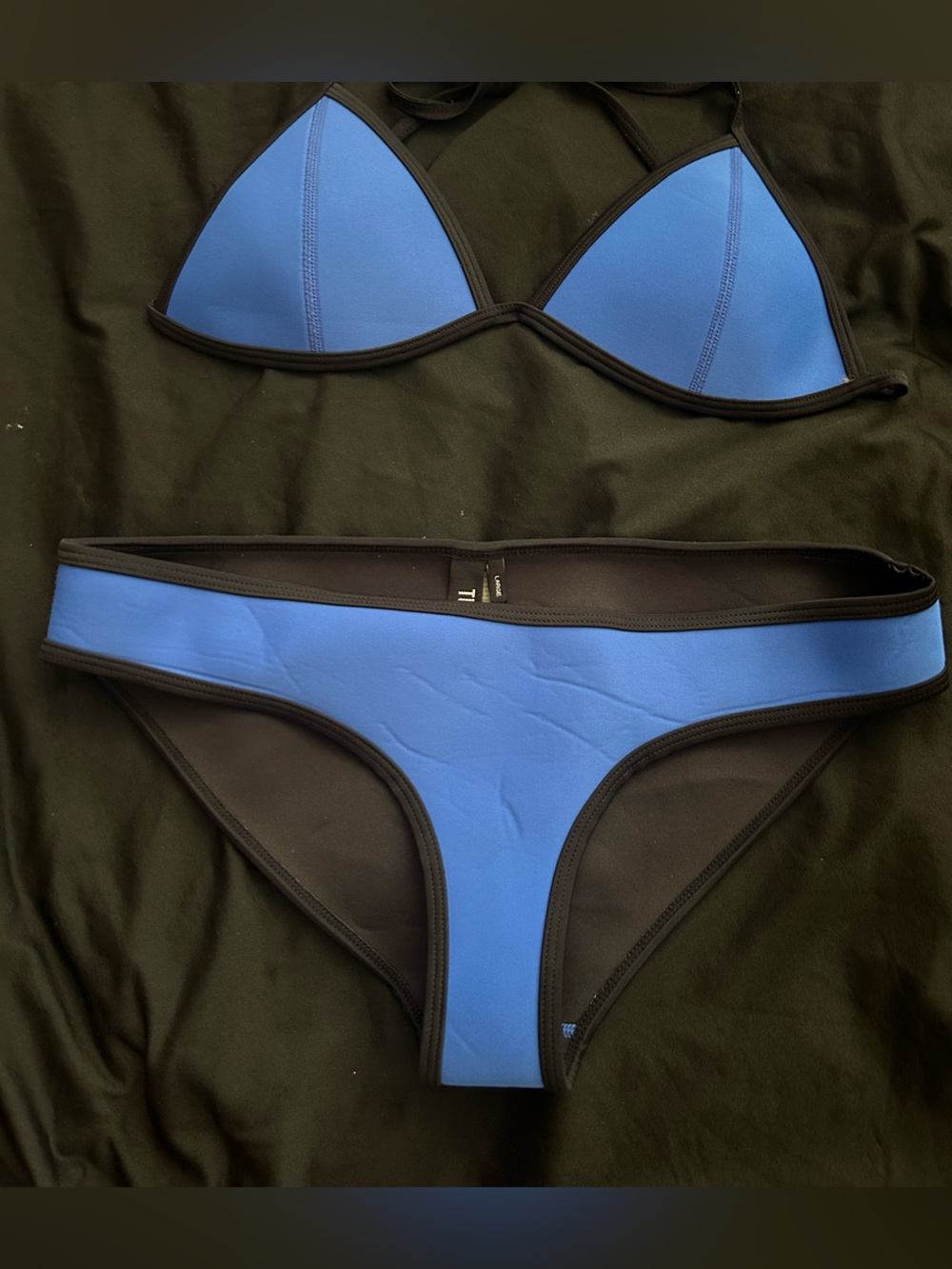 Triangl Blue and Black Triangle Bikini Set 100% neoprene